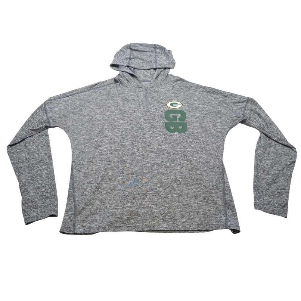 Nike Green Bay Packers Hoodie Mens Medium Gray 1/4 Zip Dri-FIT GB NFL